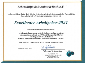 Zertifikat auf Grund der Mitarbeiterbefragung 2021